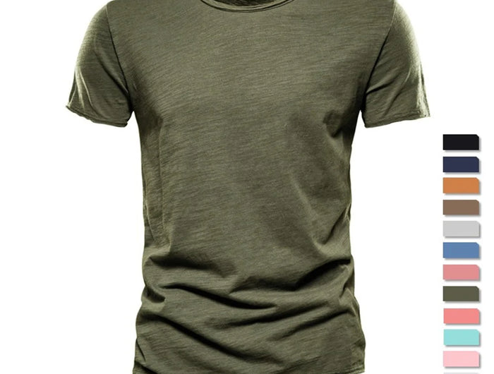 Men's 100% Cotton T-Shirt Soft Casual Fitness Summer Thin T-Shirts Men's Home Wear O-Neck Short Sleeve Solid T-Shirt for Men