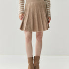 Chic Women's Pleated Skirt 100% Merino Wool Sweater  Knit Short Skirt Mini Skirts Autumn Winter Umbrella Wave Skirt Sweet Dress PlatiNum