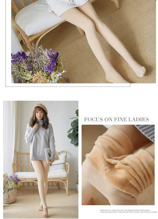 Leggings termici da donna Panty in pile Collant da donna Calze Collant Donna Inverno Falso Traslucido Caldo Collant sexy Inverno