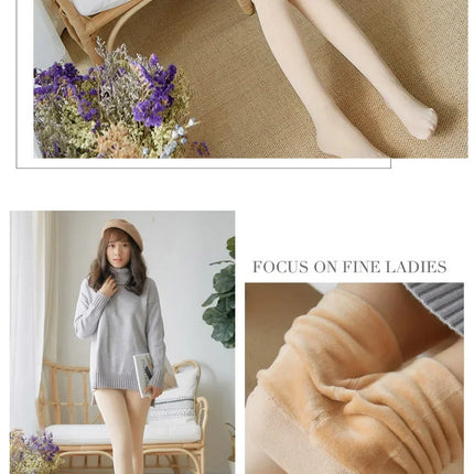 Leggings termici da donna Panty in pile Collant da donna Calze Collant Donna Inverno Falso Traslucido Caldo Collant sexy Inverno