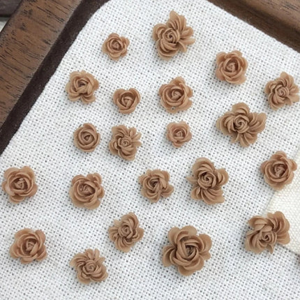 Delicate Dark Red Brown White Rose Flower Leaf Lily Tender Camellia Nail Charms Art Resin Decorations Manicure Tools Accessories