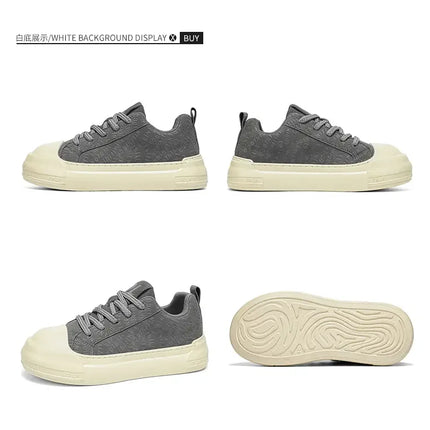 Toe Thick Sole Platform Men Sneakers Lace Up Patchwork Fashion New Trend Casual Trainer Shoes Thick Bottomed All Season