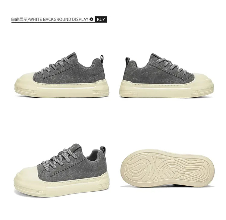 Toe Thick Sole Platform Men Sneakers Lace Up Patchwork Fashion New Trend Casual Trainer Shoes Thick Bottomed All Season