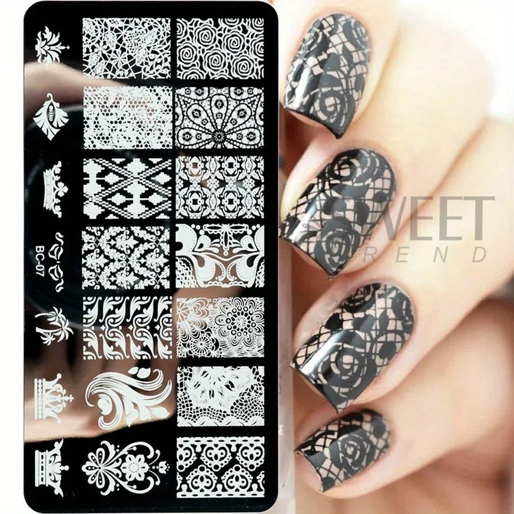 5 Sheets Lace Flowers Nail Stamping Plates Mandala Geometric Nail Art Stamp Templates Polish Printing Stencils Manicure Tools