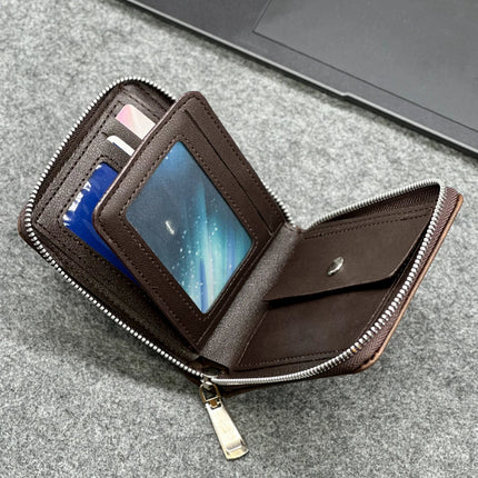 Portafoglio da uomo sottile in PU con cerniera - Dimensioni compatte per monete e carte - Design aziendale