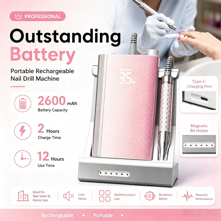 Brushless Nail Drill Professional Acrylic Gel Remover 35k RPM Nail Polish Machine Pedicure Polishing Tools