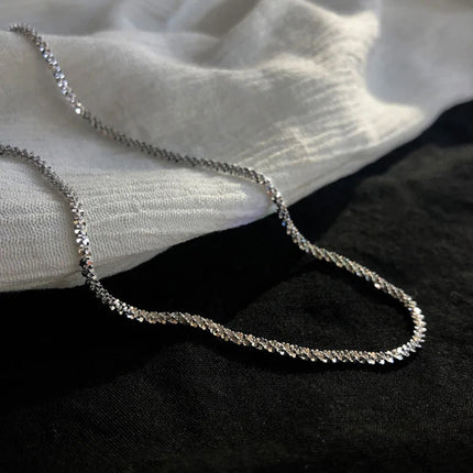 Popular Sparkling Necklace for Women Silver Colour Clavicle Chain Choker Fashion Jewelry Wedding Party Birthday Gift PlatiNum