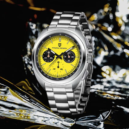 Orologio da Uomo PAGANI DESIGN con Quadrante Giallo, Cronografo al Quarzo, Movimento Giapponese VK63, Vetro Zaffiro, Impermeabile, Novità 2026