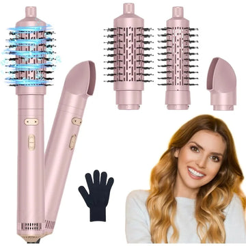 3-in-1 Hair Dryer Brush, One Step Hair Style, Volumizer, Straightener, Curler, Automatic Rotating Hot Air Brush with 2-Inch and