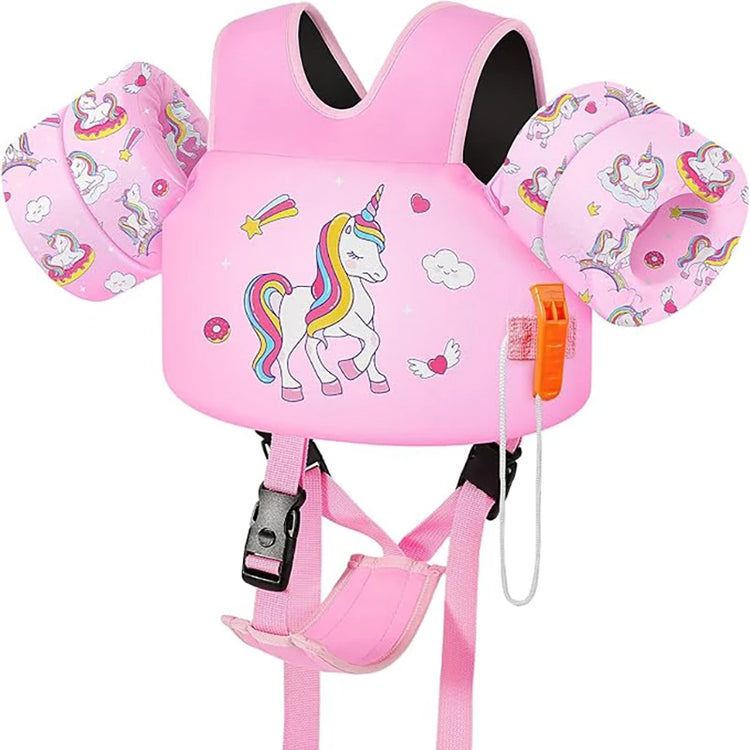 Gilet da bagno per bambini per bambini Floaties per braccioli da nuoto 15-70 libbre Ali d'acqua per nuoto in cartone animato con cinturino sul cavallo Gilet galleggianti per piscina per bambini