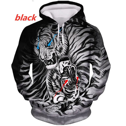New Tiger Hoodies Animal 3D Print Men Women Streetwear Hooded Sweatshirts Hip Hop Oversized Y2k Hoodie Pullovers Unisex Clothing