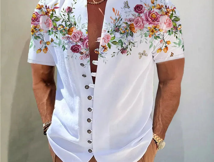 Men's Shirts New Printed Button-Down Shirt Fashion Collar Loose Fit Men's Shirts Casual Streetwear Comfortable