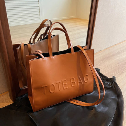 Designer Tote Bag For Women Large Capacity Handbag Portable Brand Briefcase Top Quality Pu Leather Female Shoulder Crossbody Bag PlatiNum