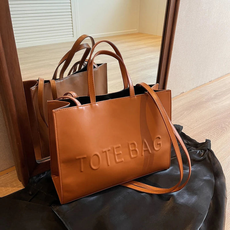 Designer Tote Bag For Women Large Capacity Handbag Portable Brand Briefcase Top Quality Pu Leather Female Shoulder Crossbody Bag PlatiNum