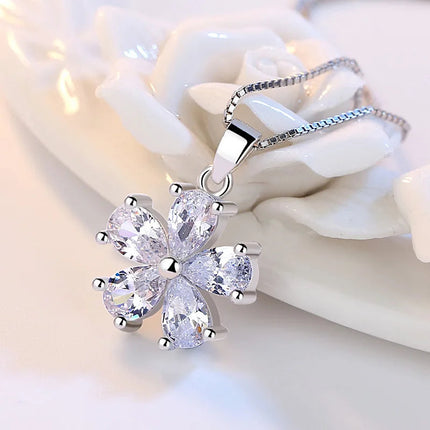 Collana in Argento 925 con Zirconi per Donne, Gioielli Placcati Oro 18k, Ciondolo in Argento Sterling, Regalo per Feste di Compleanno PlatiNum