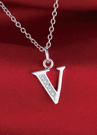 26 Letters 925 Sterling Silver Necklace Pendant Zircon For Women Exquisite Student Girlfriend Jewelry Accessories Wedding Gift PlatiNum