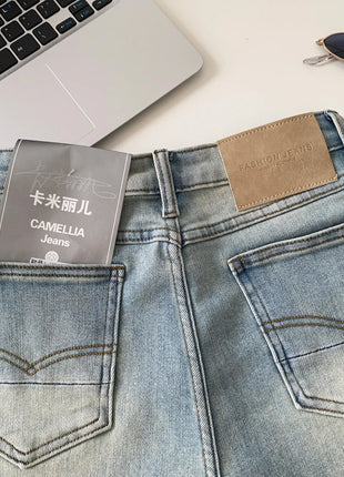 SINGREINY Pantaloncini in denim sfumato da donna, di alta qualità, estetici, casual, comodi, stile americano retrò, basici, da spiaggia