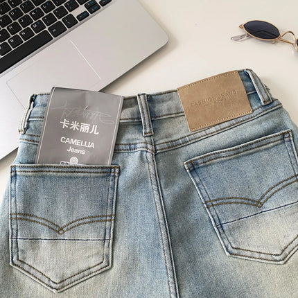 SINGREINY Women's Gradient Denim Shorts, High Quality, Aesthetic, Casual, Comfortable, American Retro Style, Basic, Beach