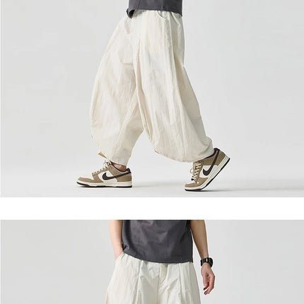 2026 Pantaloni estivi a gamba larga Vendite da uomo Pantaloni casual Stili giapponesi Samurai Costume Harun Pantaloni da uomo Pantaloni lanterna Pantaloni sportivi