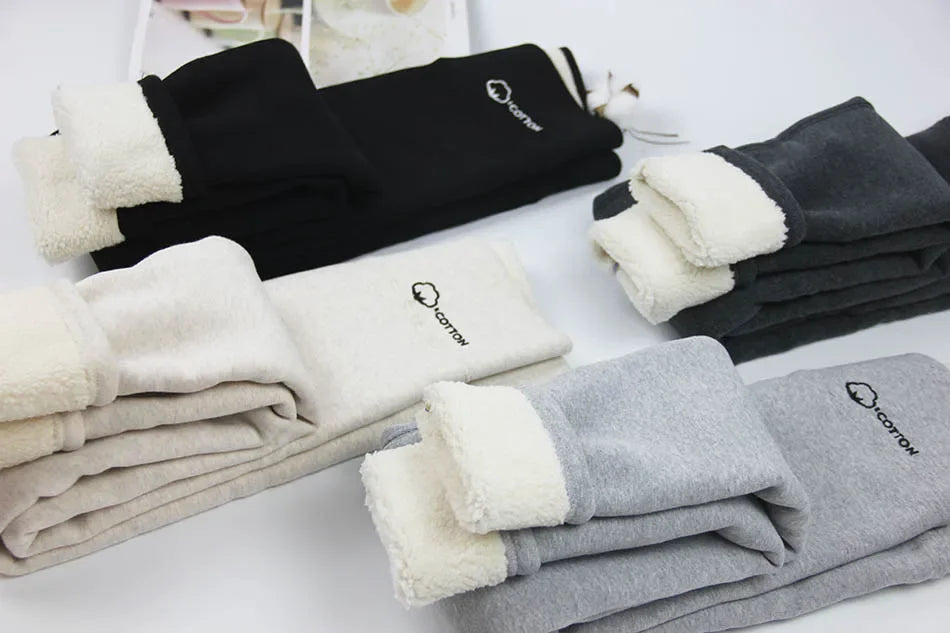 Women's Leggings with Fleece Thermal Cotton Skinny Pants Winter Stretch Black Grey Tights Thick Warm Velvet Leggings for Women