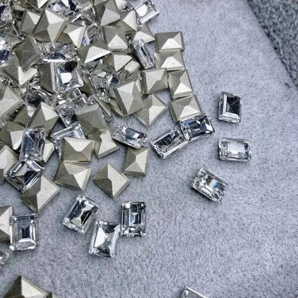 50pcs/bag Ice Sugar Rectangular Pointed Nail Art Jewelry Right Angle Nail Diamond Sugar Diamond Super Flash Nail Jewelry 6mmx8mm