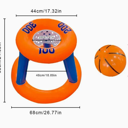 Gioco gonfiabile di pallacanestro d'acqua e lancio di anelli per bambini, giocattoli da spiaggia per piscina all'aperto con 3 anelli + 1 palla, giocattoli interattivi per famiglie