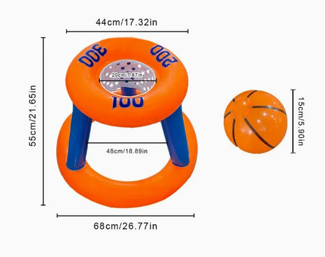 Gioco gonfiabile di pallacanestro d'acqua e lancio di anelli per bambini, giocattoli da spiaggia per piscina all'aperto con 3 anelli + 1 palla, giocattoli interattivi per famiglie