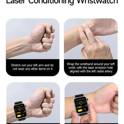 2025 Trattamento laser Tre Smartwatch alti 1.95 "Schermo curvo in zaffiro ECG + PPG Grasso nel sangue Acido urico Diagnosi salute Smartwatch platinumshop