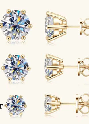 Orecchini a lobo QMSHR con moissanite da 0,5-2 carati, placcati oro giallo 18K, in argento 925, per matrimonio, gioielli da donna e uomo con certificato GRA platinumshop