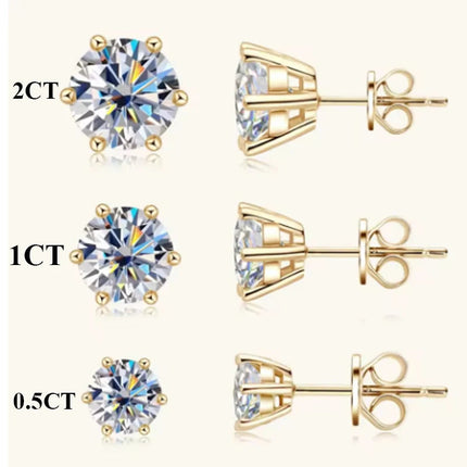 Orecchini a lobo QMSHR con moissanite da 0,5-2 carati, placcati oro giallo 18K, in argento 925, per matrimonio, gioielli da donna e uomo con certificato GRA platinumshop