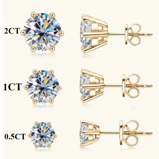 Orecchini a lobo QMSHR con moissanite da 0,5-2 carati, placcati oro giallo 18K, in argento 925, per matrimonio, gioielli da donna e uomo con certificato GRA platinumshop