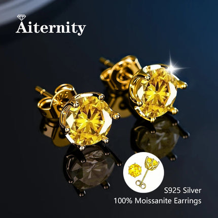 100% Real Sterling Silver S925 Moissanite Earrings Stud  With 2 Certificate D VVS1 Pass Diamond Test Pen For Women Men Jewelry PlatiNum