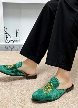 Pantofole antiusura in pelle da uomo Mocassini slip-on in velluto Scarpe da mulo alla moda