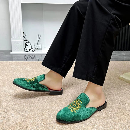 Pantofole antiusura in pelle da uomo Mocassini slip-on in velluto Scarpe da mulo alla moda