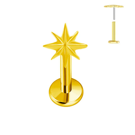 ASTM F136 G23 Orecchino a forma di cuore in titanio 16G 18G 20G Piercing senza filettatura Farfalla Push in Lip Stud Daith Labret Conch platinumshop