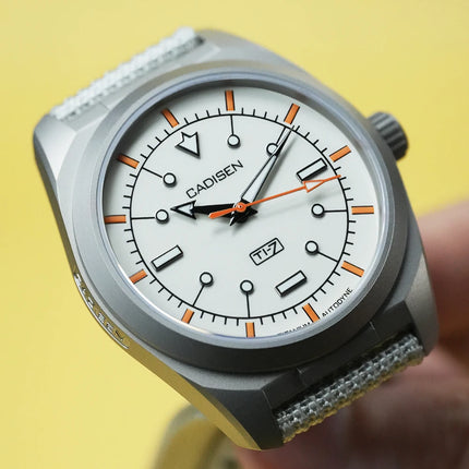 CADISEN TI-7 Autodyne Titanium Steel Automatic Mechanical Canvas Wristwatch MIYOTA 8215 Luminous Sapphire Waterproof Man Watches