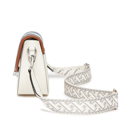 Miss Lulu Ethno-shoulder bag PU leather with Corduroy Detail & Adjustable Strap, Blue-Beige PlatiNum