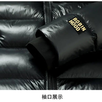 New national standard 90% down winter thickened down jacket, glossy hooded bread jacket, youth down jacket for men's wear