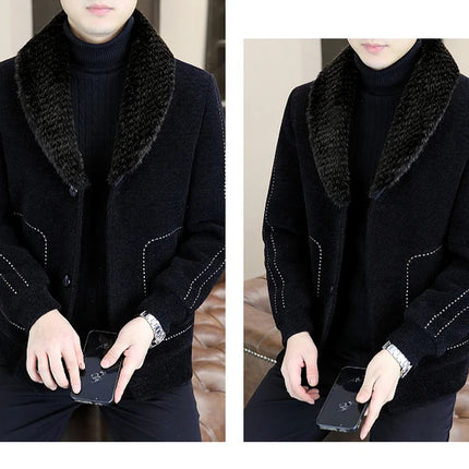 Casual Winter Men's Slim White Duck Down Jackets Warm Short Fur Collar Puffer Woolen Coat Outwear Thicken Windproof Top Clothing