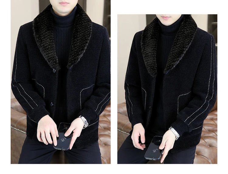 Casual Winter Men's Slim White Duck Down Jackets Warm Short Fur Collar Puffer Woolen Coat Outwear Thicken Windproof Top Clothing
