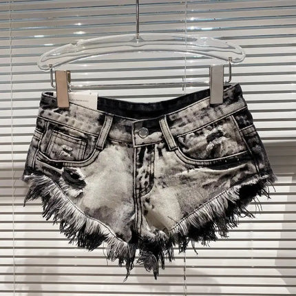 Pantaloncini di jeans Donna High Street Hotsweet Casual Vita bassa Bordi grezzi Fori A-line Stile coreano Y2k Pantaloncini estivi per ragazze piccanti