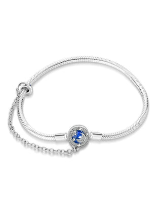 Nuovo Bracciale Originale in Argento 925 con Quadrifoglio Portafortuna e Catena a Serpente, Adatto per Gioielli Fai-da-Te da Donna PlatiNum