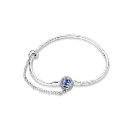 Nuova Serie di Bracciali a Osso di Serpente in Argento Puro 925% con Charm 'Amore Eterno' e Catena di Sicurezza, Gioielli da Donna PlatiNum