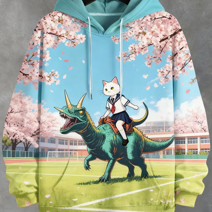 2026 Funny Dinosaur Cat Solider 3d Print Hoodies Men Women Fashion Oversized Hoodie Sweatshirt Animal Coat Sweats Mens Clothing