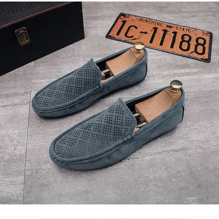 STRONGSHEN scarpe da uomo Casual Luxury Brand Slip on mocassini vuoti in pelle scamosciata mocassini da uomo estate traspirante scarpe da guida da uomo italiane