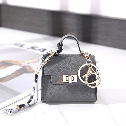 Brand Fashion Coin Purse Luxury Simple Flip Small Bag High-end Bag Pendant Exquisite Lock Silk Scarf Mini Lipstick Headphone Bag PlatiNum