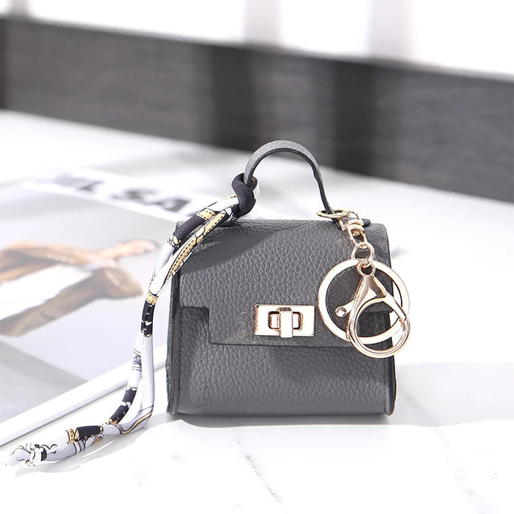 Brand Fashion Coin Purse Luxury Simple Flip Small Bag High-end Bag Pendant Exquisite Lock Silk Scarf Mini Lipstick Headphone Bag PlatiNum