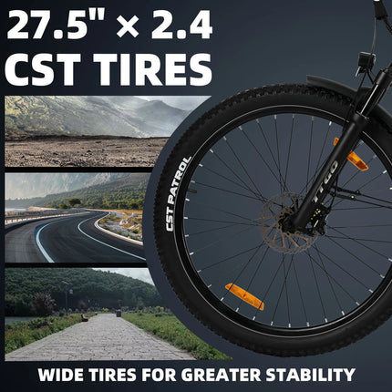 Bicicletta Elettrica TTGO Z3 27.5x2.4 " con Motore da 250W, Batteria 48V15AH, Freni a Disco Idraulici, E-Bike per Adulti, MTB Elettrica da Città