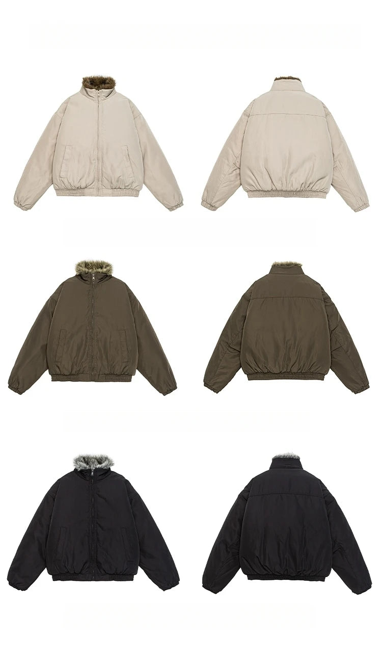 Mens Korean Streetwear Thick Warm Jacket Winter Fleece Lined Fur Collar High Quality Cold Proof Heavyweight Outdoor Thermal Coat
