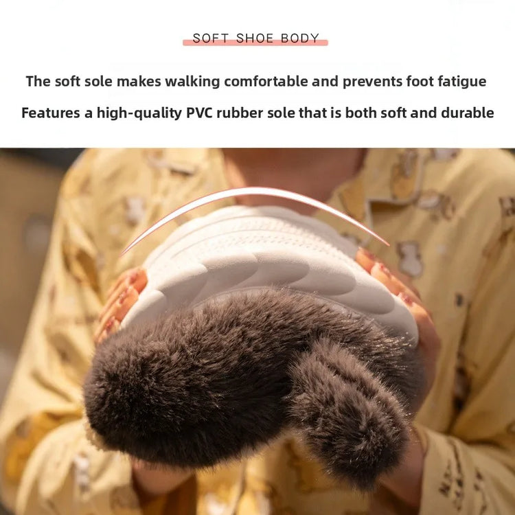 Cute Penguin Plush Slippers，Winter Warm Full-Coverage Home Slippers，Cartoon Animal-Themed, Non-Slip, Thick-Soled Women's Indoor